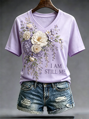 Women's Alzheimer's Awareness Purple Art Print short-sleeved T-shirt