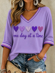 Women's Alzheimer's Awareness Support Print V-Neck Tee