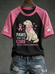 Women's Paws For The Cure slogan cute dog printed short sleeve T-shirt