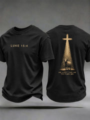 Men's Christian Luke 15:4 HE LEFT THE 99 TO FIND ME Short Sleeve T-shirt