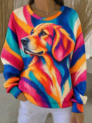 Women's Art Dog Printed Sweatshirt