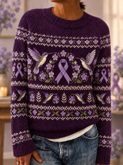 Women's Alzheimer's Disease Flowers Printed Sweater