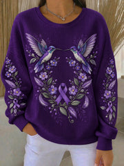 Women's Alzheimer's Disease Flowers Printed Sweatshirt