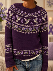 Women's Alzheimer's Disease Flowers Printed Sweater