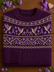 Women's Alzheimer's Disease Flowers Printed Sweater