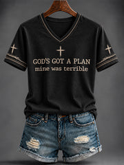 Women's Faith Printed V-neck T-shirt