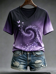 Women's Alzheimer's Awareness Purple Art Print short-sleeved T-shirt