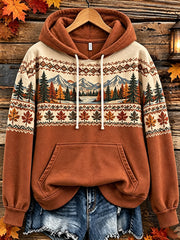 Women's autumn landscape pattern design casual hoodie
