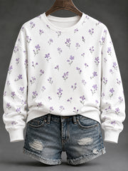 Women's Purple Flora Art Print Sweatshirt