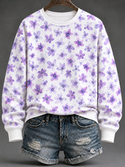 Women's Purple Flora Art Print Sweatshirt