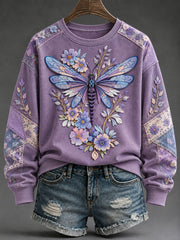 Women's Purple Flora Art Print Sweatshirt