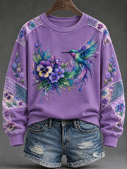 Women's Purple Flora Art Print Sweatshirt