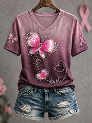 Women's Breast Cancer Awareness Art Printed T-shirt