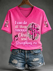 Women's Breast Cancer Awareness Pink Ribbon Support Short Sleeve T-shirt