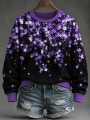 Women's Purple Art Print Sweatshirt