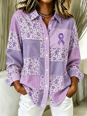 Women's Purple floral print shirts
