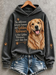 Women's Golden Retrievers Can't Fake Love Cute Dog Print Comfy Hoodie