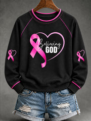 Women's Breast Cancer Awareness Pink Ribbon Support Sweatshirt