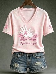 Women's Public Welfare Print Design on Disease Theme Casual Short-Sleeve T-Shirt