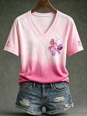 Women's Public Welfare Print Design on Disease Theme Casual Short-Sleeve T-Shirt