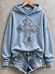 Women's Patchwork Art Cross Hoodie