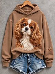 Women's Cute Cavalier King Charles Spaniel Print Cozy Hoodie