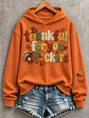 Women's Funny Thanksgiving Print Hoodie