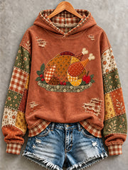 Women's Thanksgiving Turkey Print Hoodie