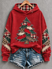 Women's Vintage Christmas Tree Art Regular Hoodie