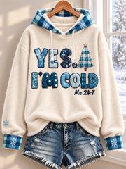 Women's Cozy Winter Season Art Printed Flannel Hoodie