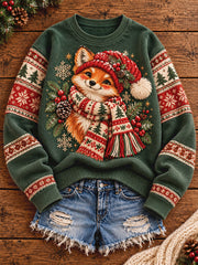 Women's Christmas Winter Fox Art Printed Sweatshirt