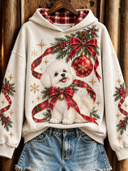 Women's Christmas Bichon Frise pattern casual hoodie