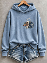 Women’s Charming Dachshund Denim Patchwork Art Hoodie