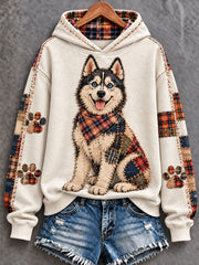Women's Patchwork-style Dog print Regular Sweatshirt