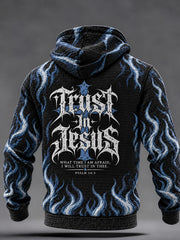 Men's Christian Trust In Jesus Cross Checkered Cotton Hoodie