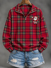 Women's Christmas Plaid Print Hoodie
