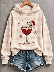 Women’s "Dalmatian & Wine Glass" Christmas Fun Print Casual Sweatshirt