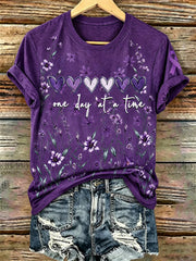 Women's Purple Floral & Alzheimer's Awareness Support Print Tee