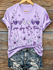 Women's Purple Floral & Alzheimer's Awareness Support Print Tee