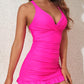 🩱Vacation Sale 49% OFF👙Deep V Cross-Back Ruched One-Piece Swimsuit
