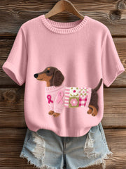 Women's Lovely Dachshund Pattern Felt Art Cozy Knit Top