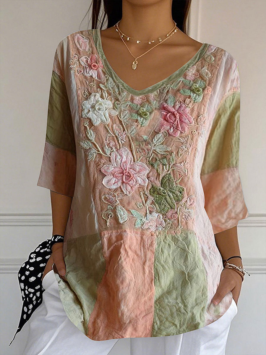 Women's Breast Cancer Pink Floral Print Tops