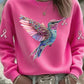 Women's Pink Hummingbird Printed Sweatshirt