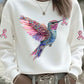 Women's Pink Hummingbird Printed Sweatshirt