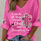 Women's Breast Cancer Awareness I Can Do All Things Through Christ Pink Ribbon Waffle T-shirt