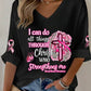 Women's Breast Cancer Awareness I Can Do All Things Through Christ Pink Ribbon Waffle T-shirt