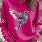 Women's Pink Hummingbird Print Hoodie
