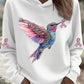 Women's Pink Hummingbird Print Hoodie