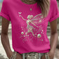 Women's Pink Pearl Print Casual T-shirt
