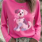 Women's Pink Dog Pink Ribbon Breast Cancer Awareness Support Long-Sleeve T-shirt